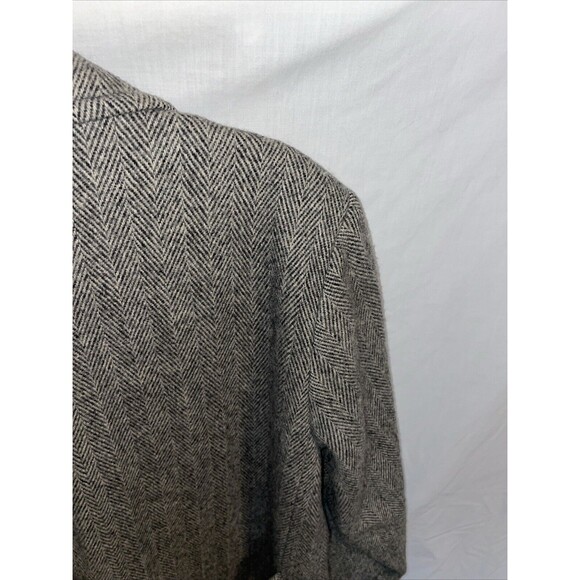 Herman Kay Women’s Overcoat Size 14 Gray Herringbone Wool Blend Going Out Party - Picture 10 of 12